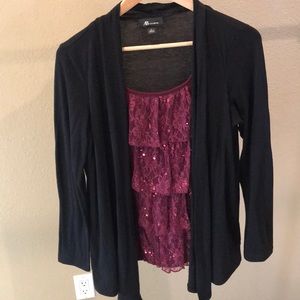 AB Studios layered look cardigan